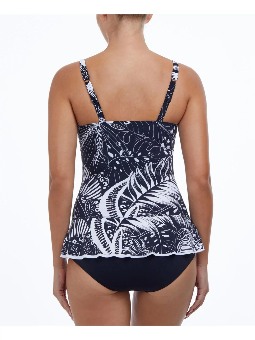 Ruffled Tummy Print Neck GOTTEX Swimdress Black Sweetheart Cups Marbella Women's 8 Stretch by Tropical Adjustable Control PROFILE Fixed