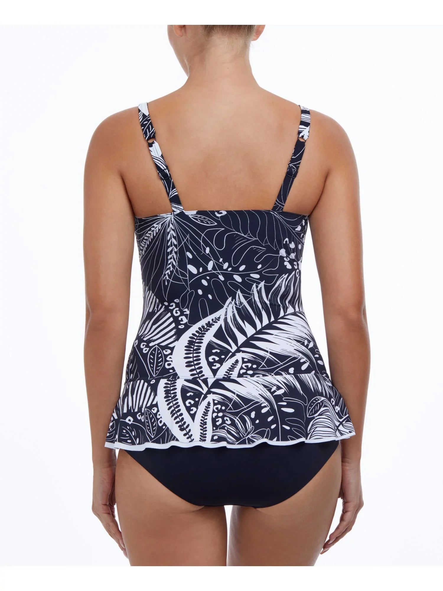 Ruffled Tummy Print Neck GOTTEX Swimdress Black Sweetheart Cups Marbella Women's 8 Stretch by Tropical Adjustable Control PROFILE Fixed