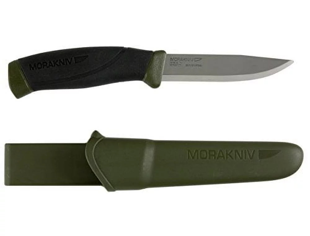 Knife Morakniv Military Blade, with Fixed Green Carbon Companion Outdoor Blade Steel 4.1-Inch,