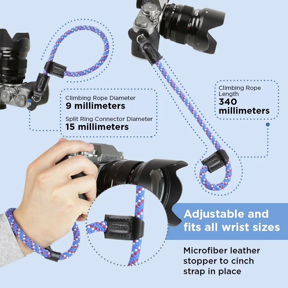 Climbing III,RX10 Wrist Sony R,RX1 Release Rope with A6400 Foto&Tech Made (34cm,Red/Blue/WT) R A6600 A6000 Camera in A6500 II,RX10,RX10 A6100 II,RX10 IV A5100 Quick A6300 Strap US A5000,RX1 Compatible