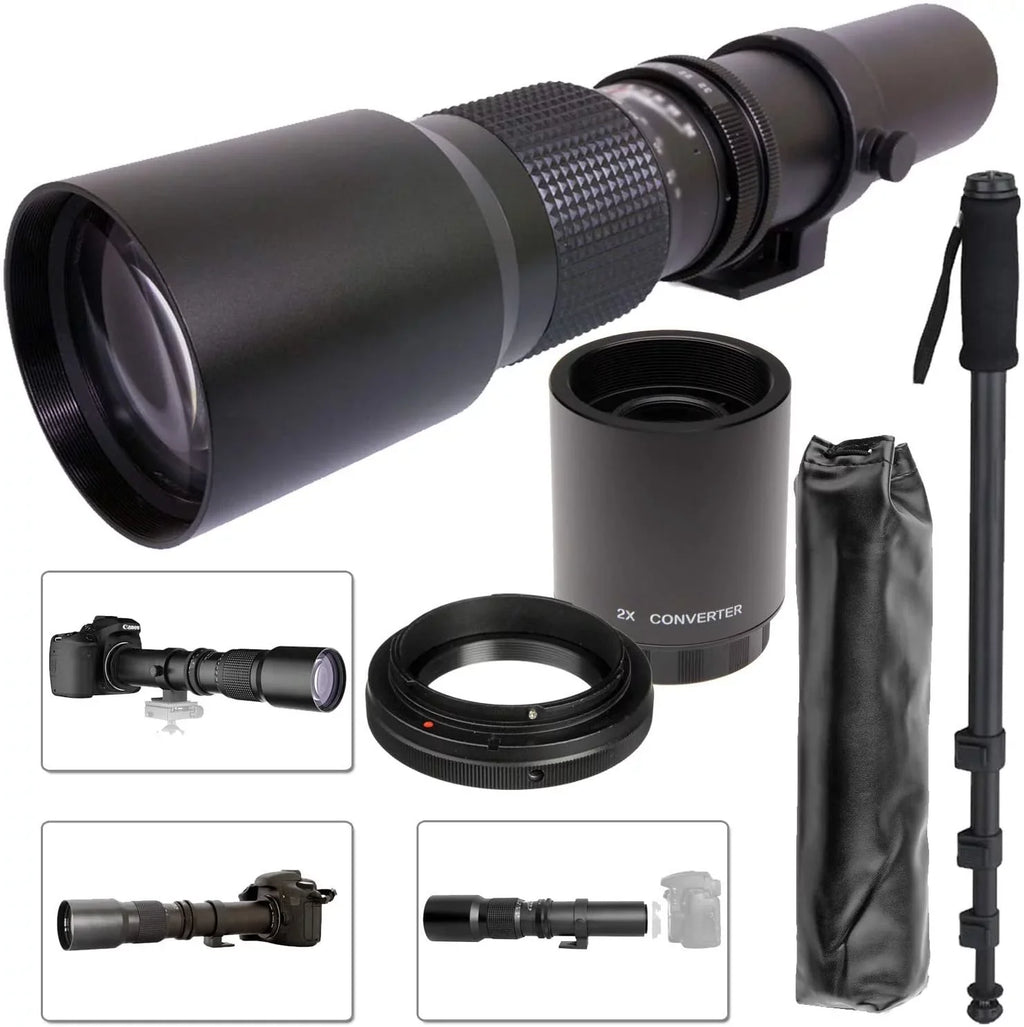 Manual Olympus Lens T-Mount Super 500mm f/8 Optics Four Lens Evolt 1000mm Teleconverter) / (with + Telephoto Thirds for Bag Monopod Digital Cameras + & Commander 2X