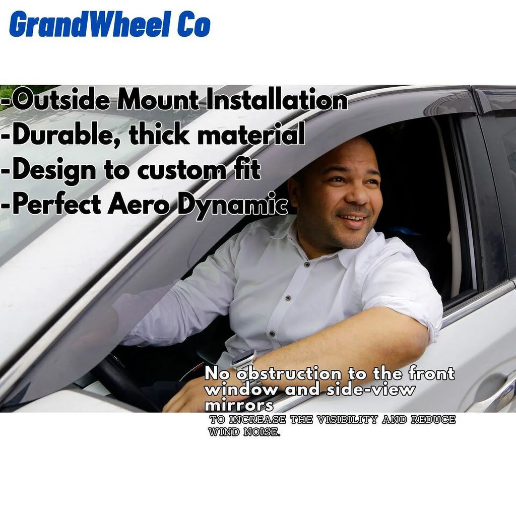 Guards Outlander - Window Side Compatible Deflectors Tape-On GrandWheel with 4pcs. 2014-2021 Mitsubishi Tinted Smoke Rain Co Visor Vent GW0389