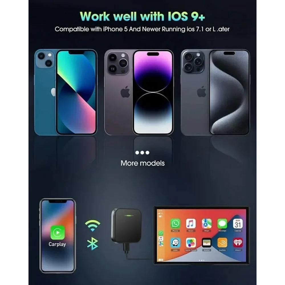 For iOS Car Apple Dongle, Carplay Navigation Black Auto Player Box Adapter Wireless