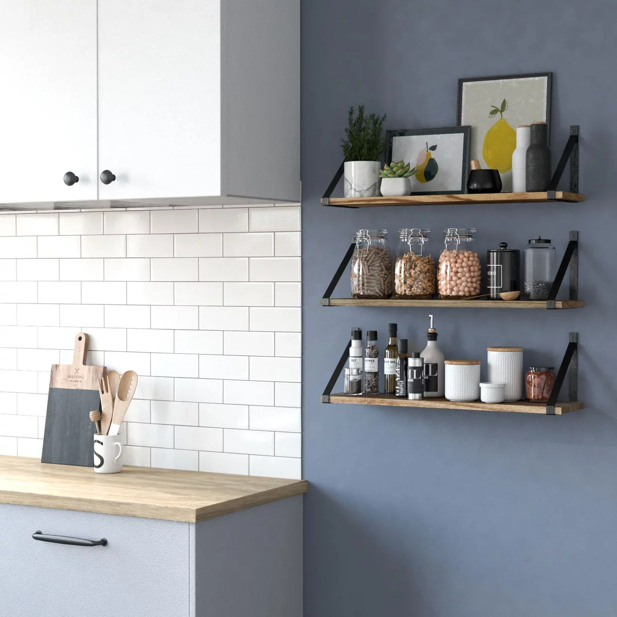 Over Float 3 Organizer, the 24" Bathroom Shelves Wallniture Toilets Shelf Bora Burned, Laundry of Wall Storage Set Natural