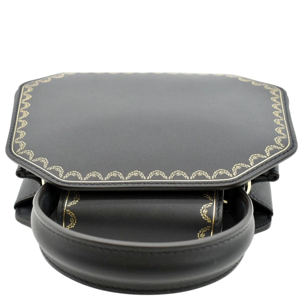 Calfskin Handle Top Mini Leather Black CARTIER Bag Satchel Guirlande Pre-owned