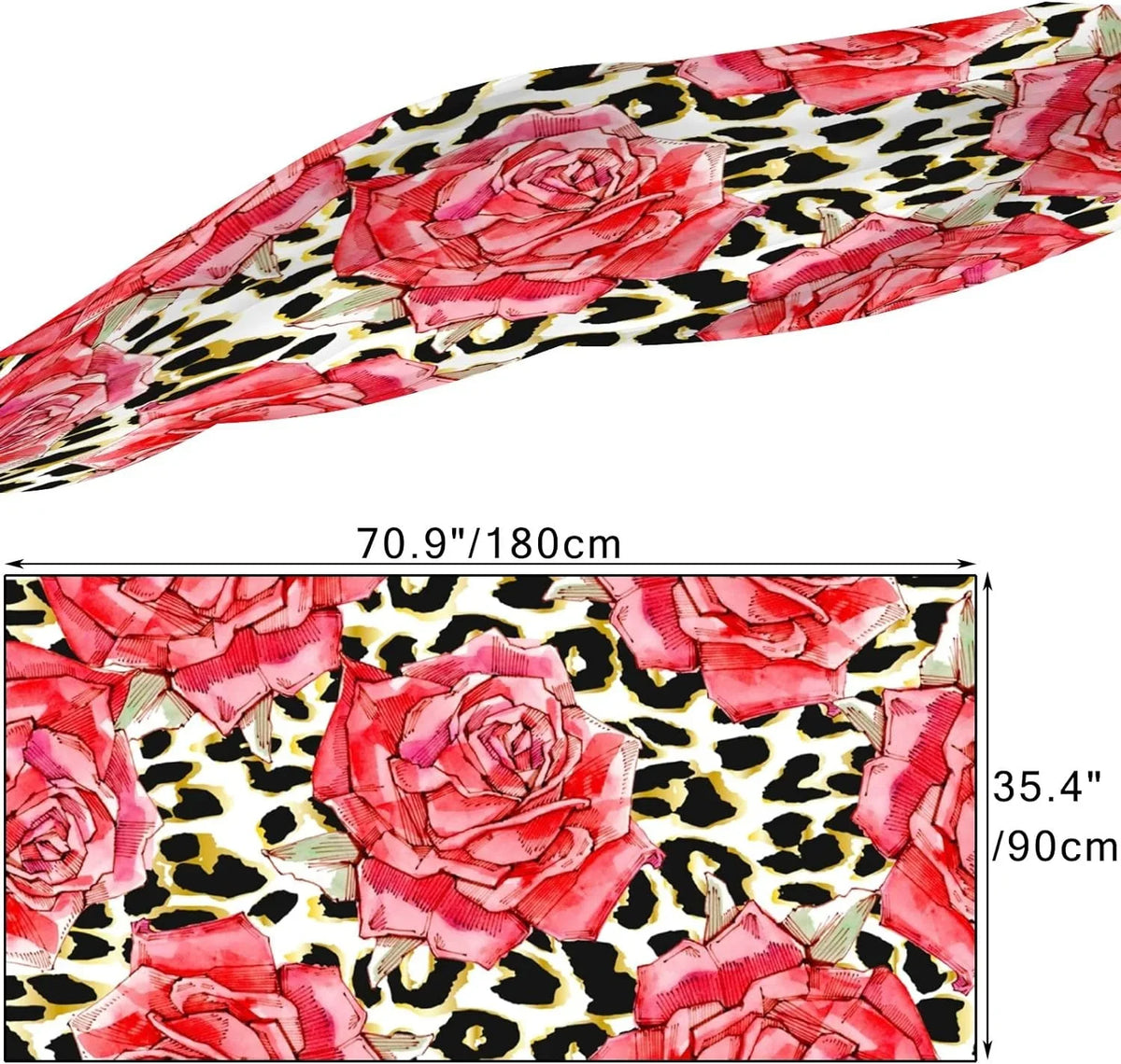 Women Roses Shawl Wrap Girls Neck for Red Watercolor Silk Long Scarves Hyjoy Lightweight Scarf Print