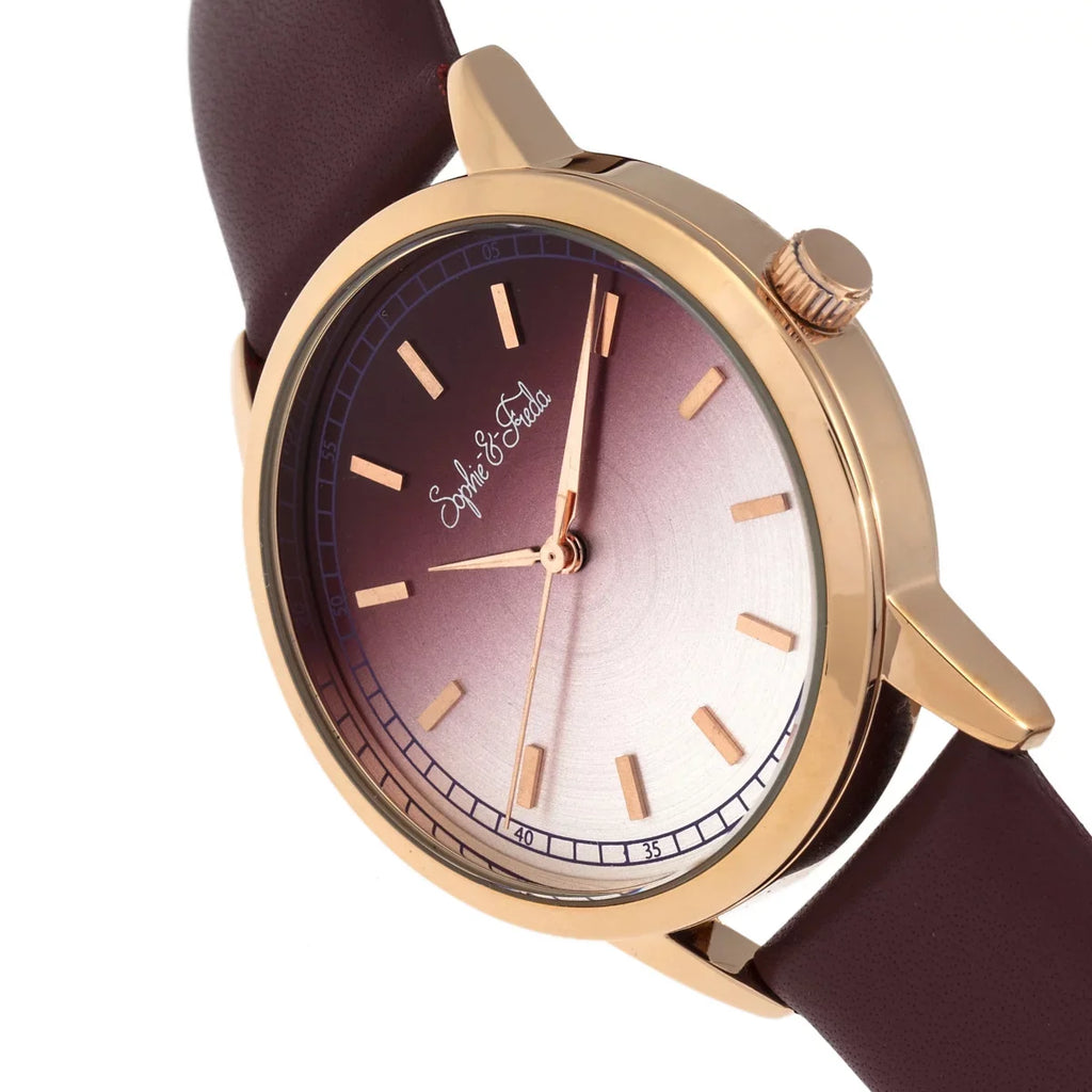 Womens Watch, Diego & SAFSF5105 Freda Sophie Sophie Maroon & Leather-Band San Freda