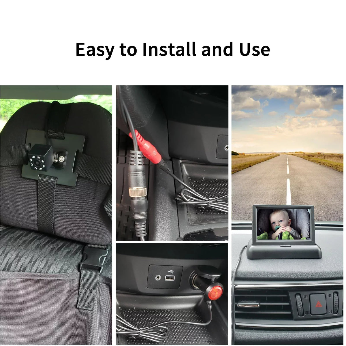 for Baby Car View Seat with Ideal Monitor Night Rear Crystal Infrared Radirus Vision, Facing Clear Camera,