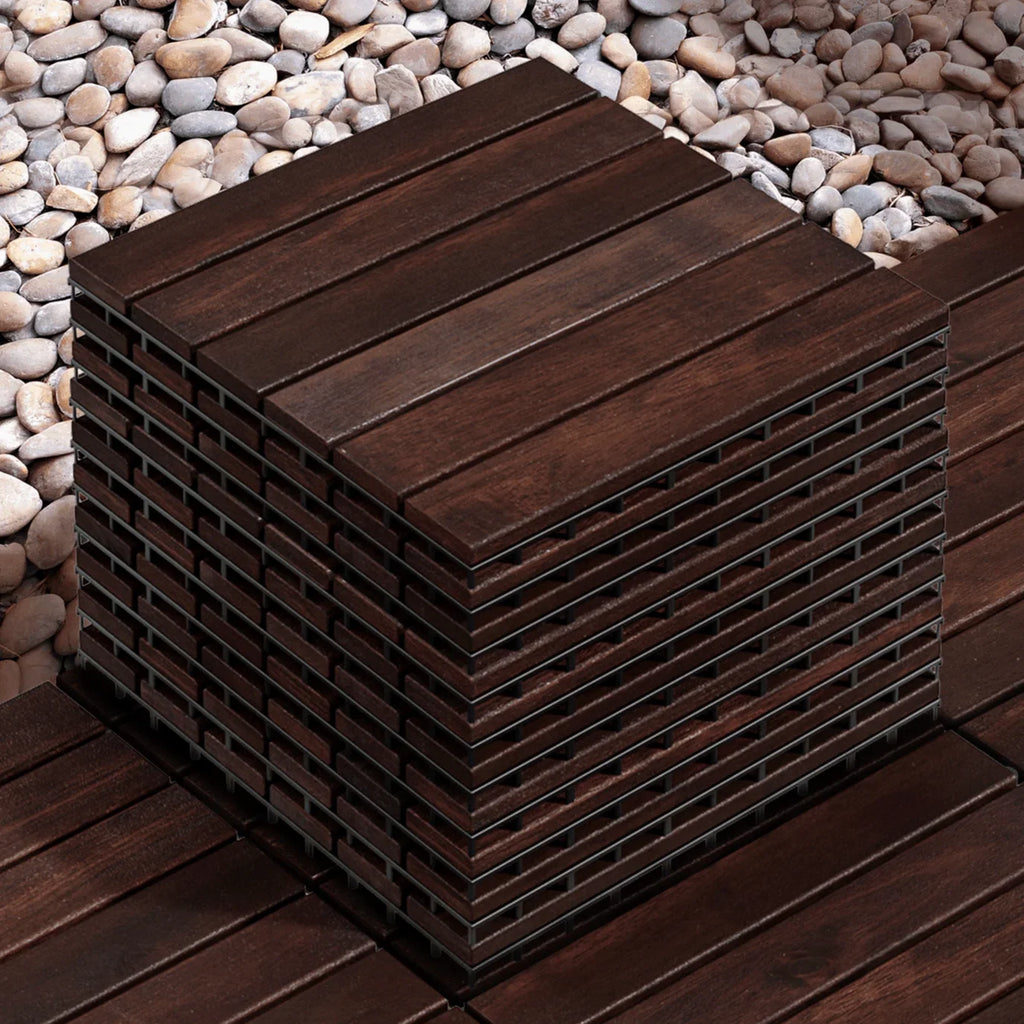 Dark 6 Slats, Idzo Tiles - Brown Decking