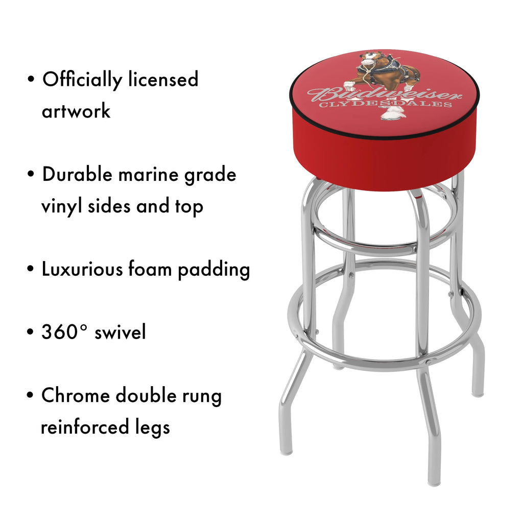 Stool Clydesdale - Red Budweiser Swivel Padded Bar