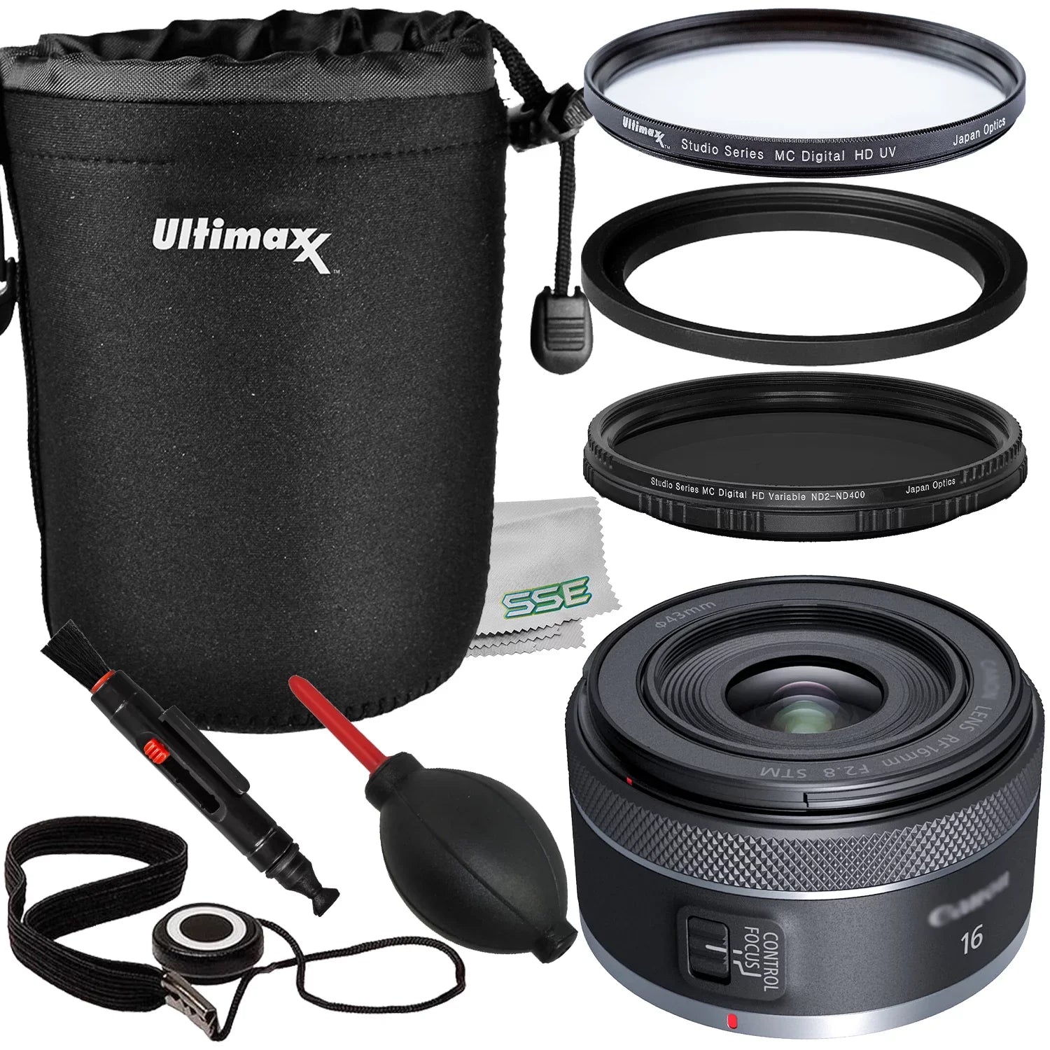 RF 16mm & Water-Resistant - Bundle f/2.8 Lens Variable Density More (11pc STM (ND2-ND400) Lens Ultimaxx Canon Essential Pouch, Bundle) Filter Includes: Neutral