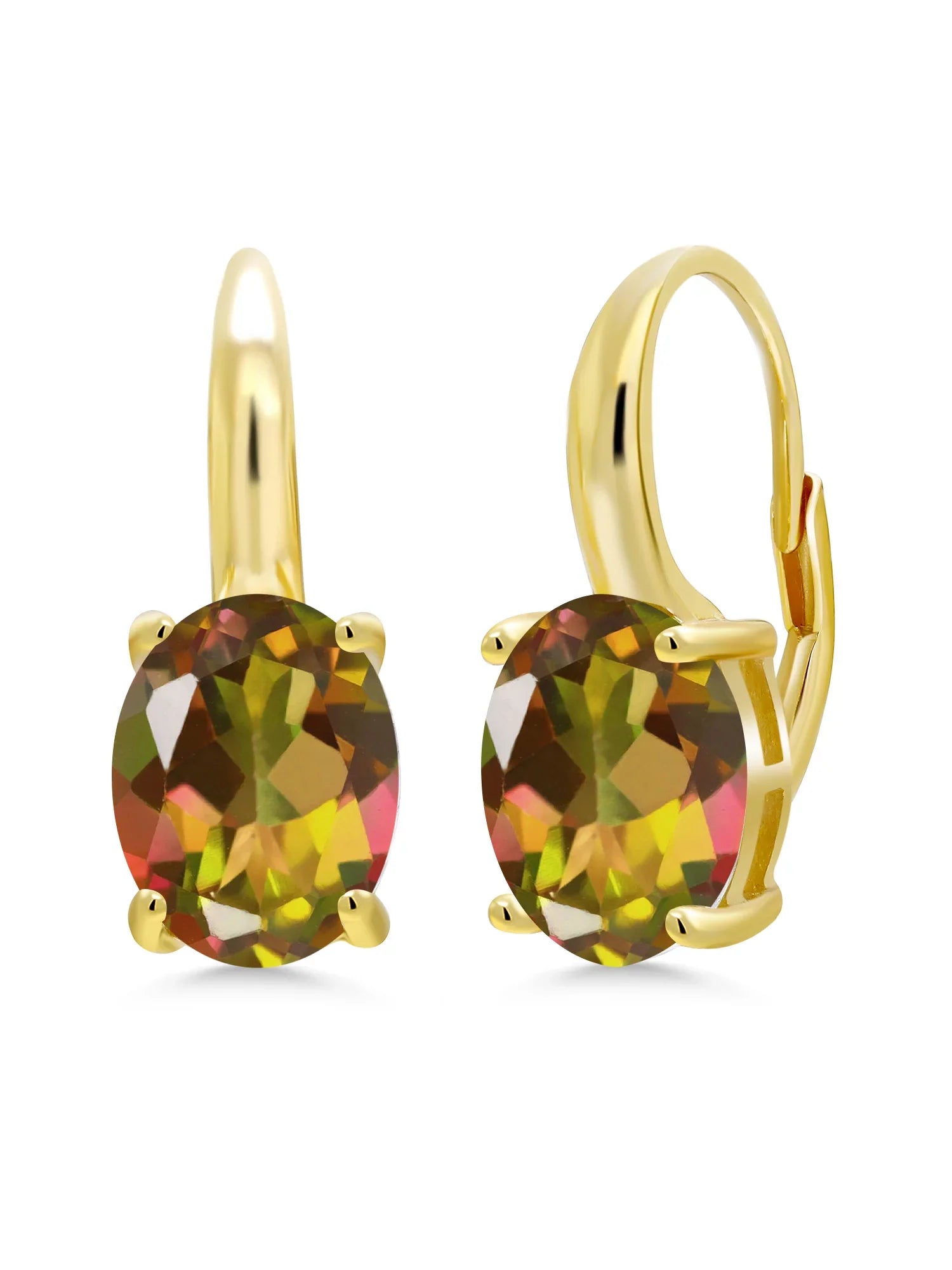 Topaz Earrings Plated Mystic Yellow Silver 9.00 18K Oval Mango King Stone Gem Gold Ct