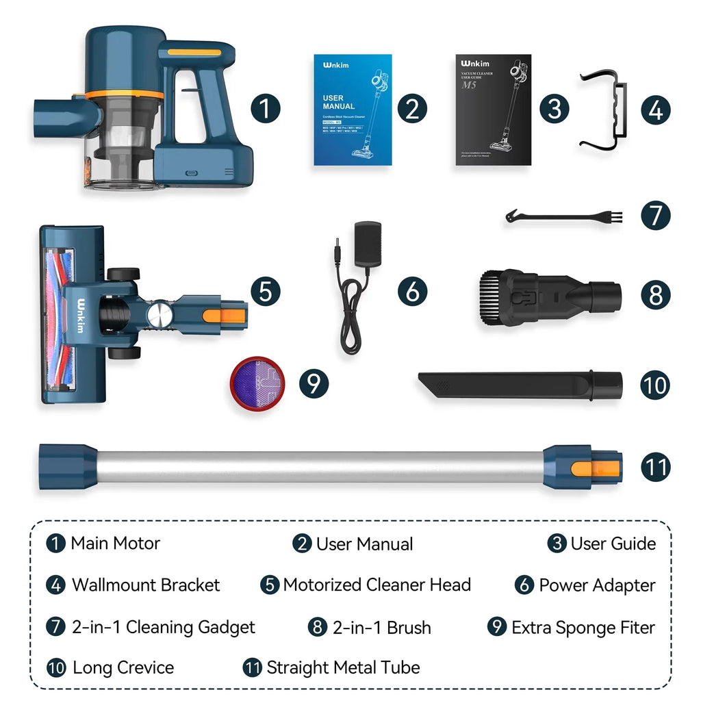 Vacuum 35 Runtime, Hard Powerful Lightweight Stick for to Floor Cordless Cleaner Home mAh up 2200 Vacuum Wnkim with Vacuum Pet Carpet Mins Hair, M5 Battery, 6-in-1 Cleaner,