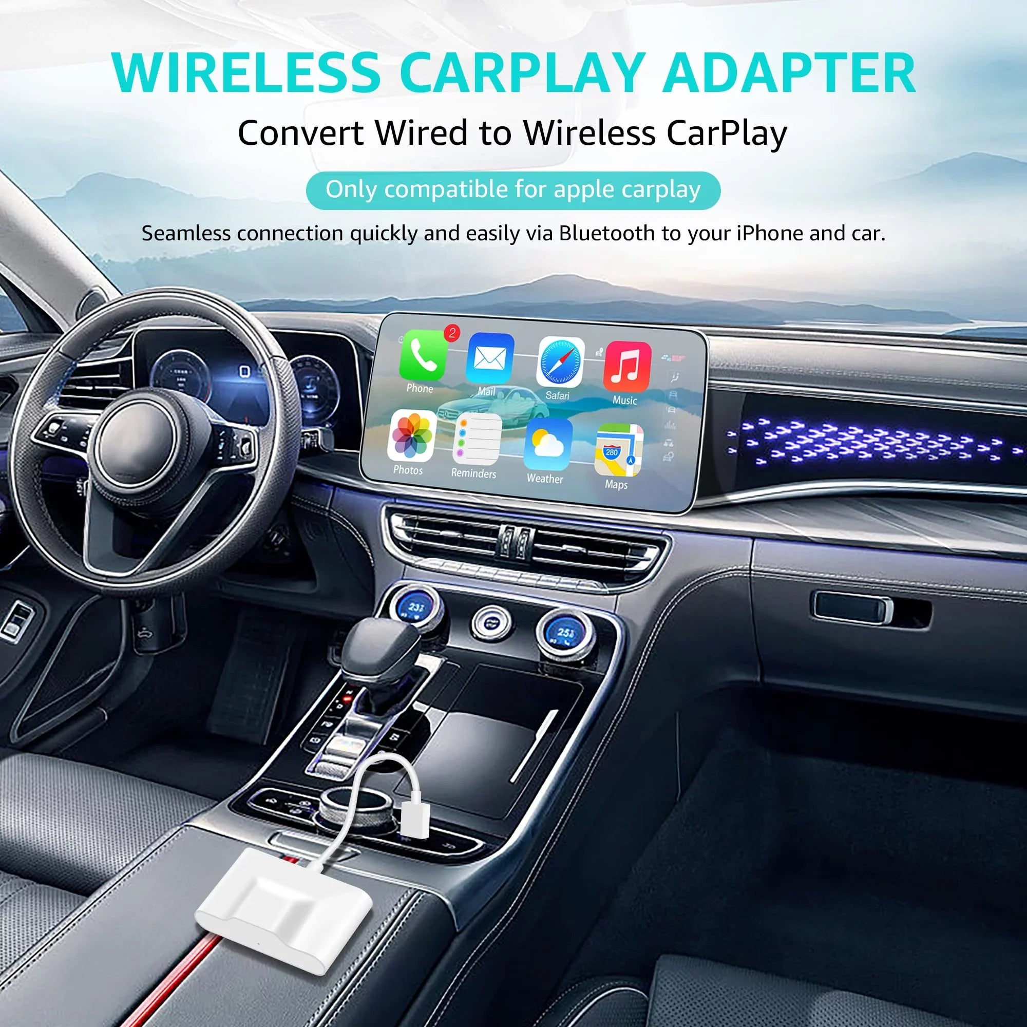 Connect Plug Wired Auto for CarPlay Dongle Wireless Cars Online & Wireless Play CarPlay Delay for Factory Cars, Convert Update CarPlay, CarPlay Emlimny No to Adapter, Wired