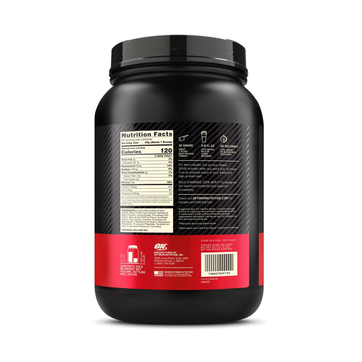 Chocolate, Protein Whey 28 Optimum 24g Protein, Gold Milk Nutrition, Powder, lb, 100% 2 Extreme Servings Standard