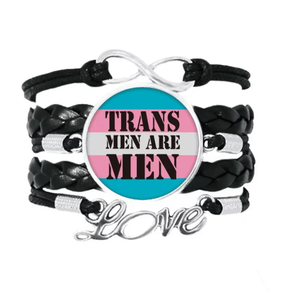 Accessory Transgender Leather LGBT Wristband Trans Knitting Bracelet Support Love Twisted Man Rope