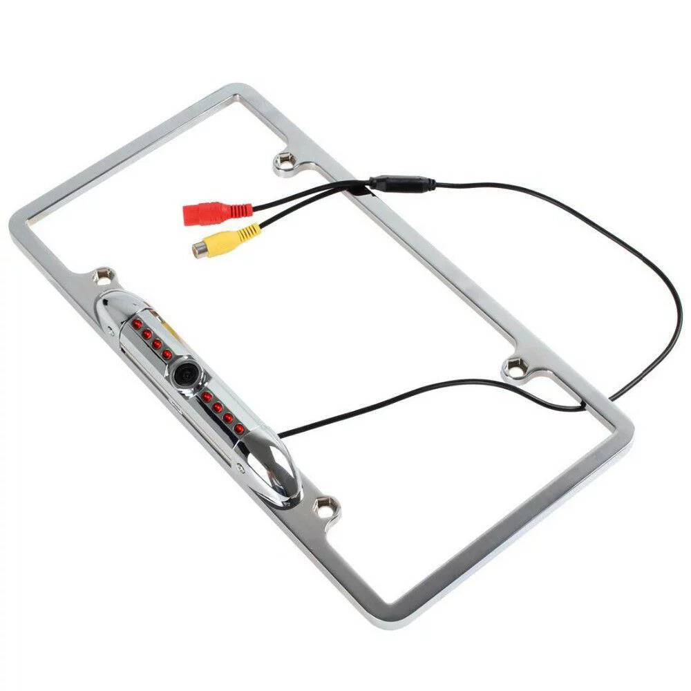 Chrome US CMOS License Camera Frame Backup 8 Rear Car Plate Vision IR View Night