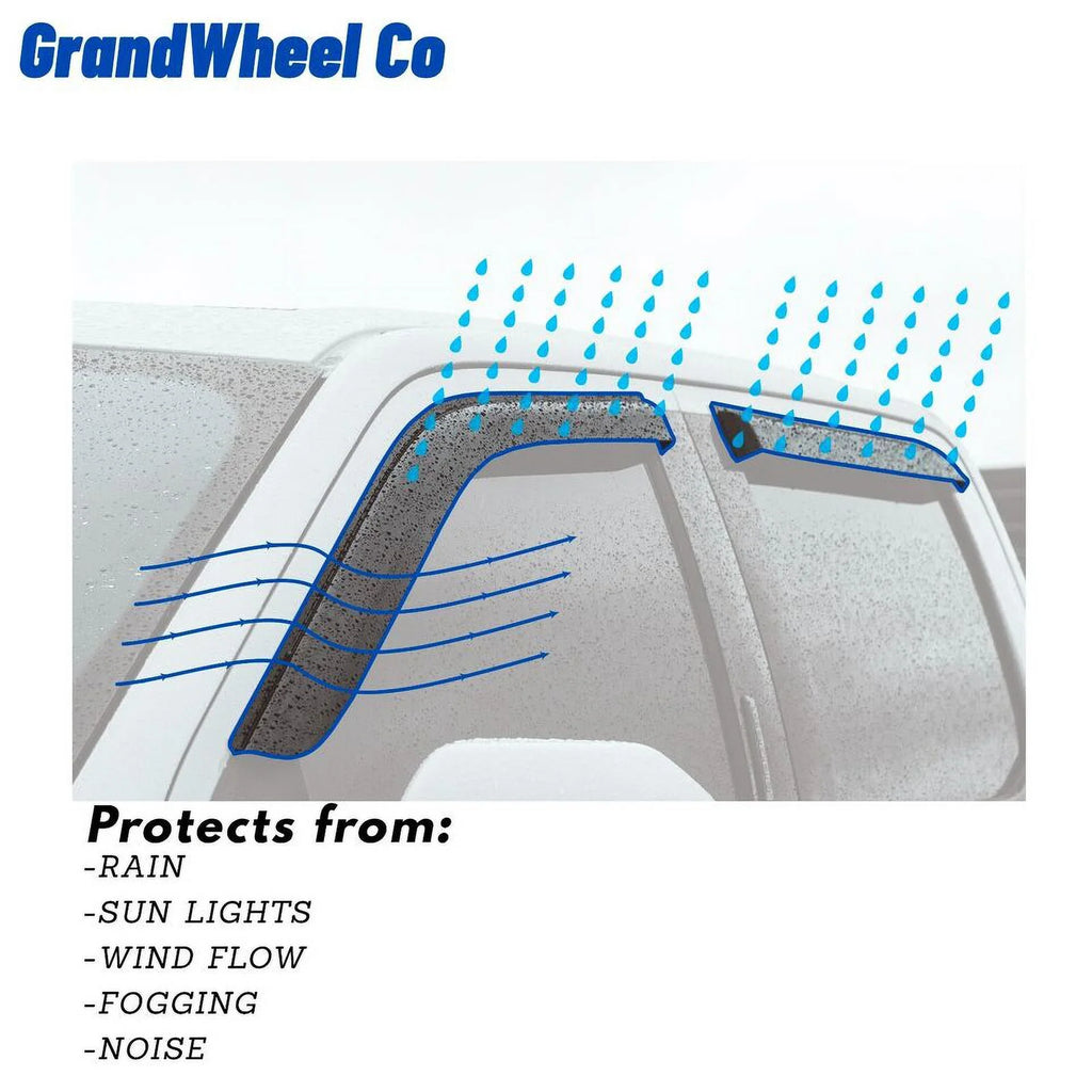 Guards Outlander - Window Side Compatible Deflectors Tape-On GrandWheel with 4pcs. 2014-2021 Mitsubishi Tinted Smoke Rain Co Visor Vent GW0389