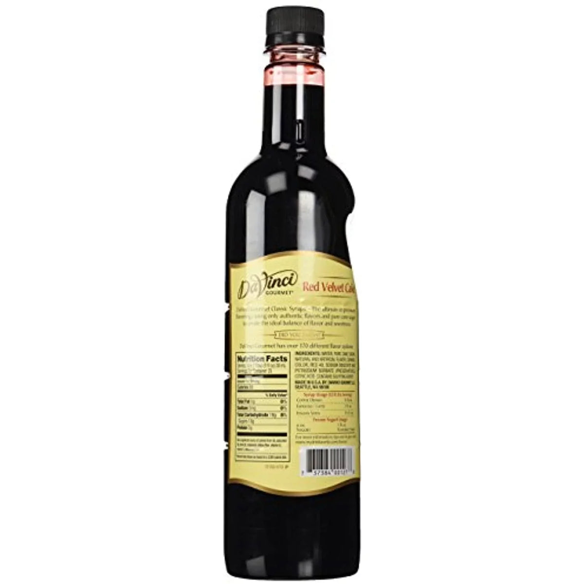 Davinci Plastic Cake Syrup, Velvet Ml Gourmet Bottle Red 750