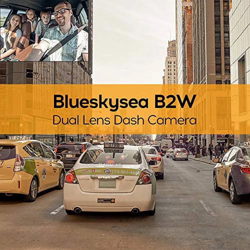 IR B2W Dashcam Lens Car with Front Driving Vision Inside Dash Night Double Cam Rideshare Card Dual 32GB SD Uber 1080P HD Screen Blueskysea Rotatable Camera Lyft Driver Recorder and for 2''