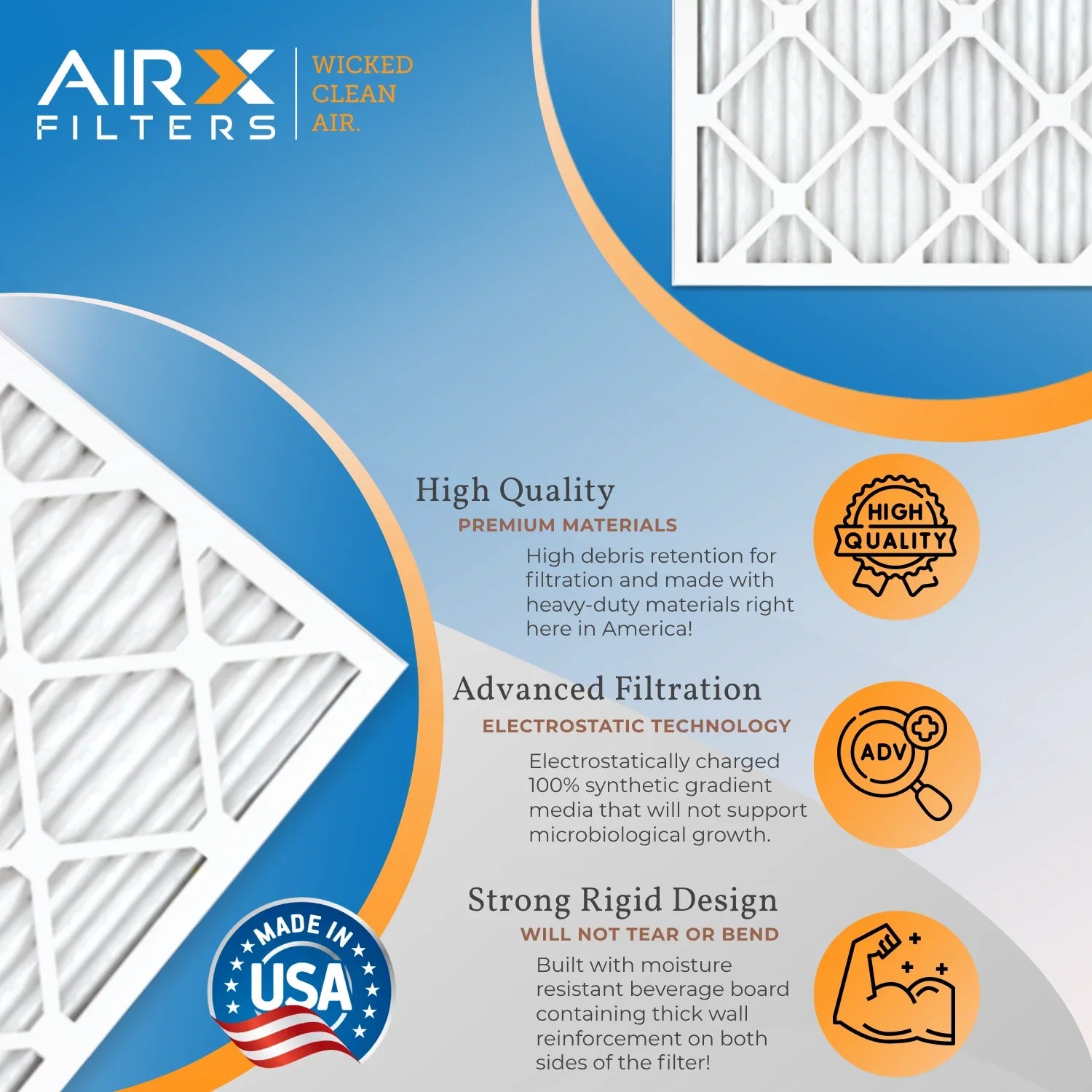 Air Filter Filter HVAC Electrostatic CLEAN 12x25x1 AC by Conditioner FPR Pleated 5 MPR to 12x25x1 Comparable 700 Premium Made FILTERS USA Furnace Air MERV WICKED AIRX Pack AIR. 6 8 & Filters