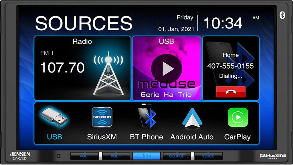 Android Power (60W Apple Auto x 4) 240 l l Mechless l CarPlay Bluetooth Multimedia with SiriusXM-Ready l Watts 7” CAR710X Receiver Built-in Jensen MOSFET