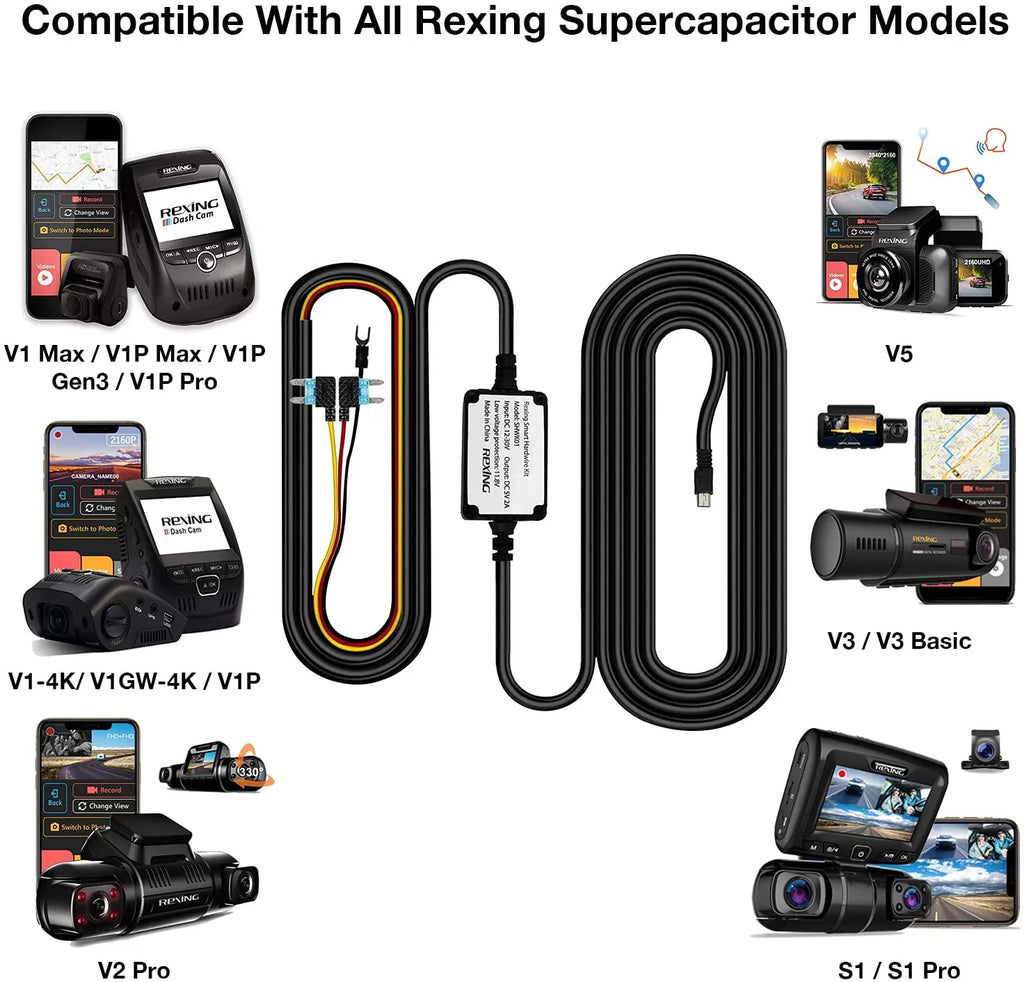 for V5, S1 V1-4K, Kit Models V1P, V3, Smart All Hardwire Supercapacitor Port Mini-USB V2 Pro, Series, -