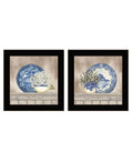 Ready Blues Vignette to Hang Black Spivey, Farmhouse Framed Print, 2-Piece Linda Frame "The By Collection"