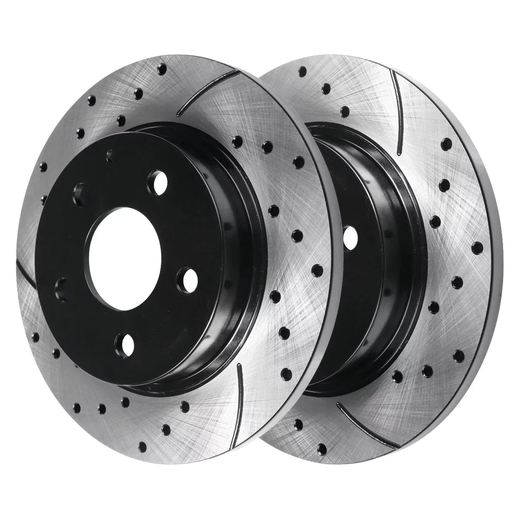 and 2.5L 4 Set 2.0L 2018 Black 2022 AutoShack FWD 2017 BRKPK200 Rotors 2016 CX-5 2019 Rear AWD Slotted Mazda Brake for Replacement 2020 2021 Drilled of Front