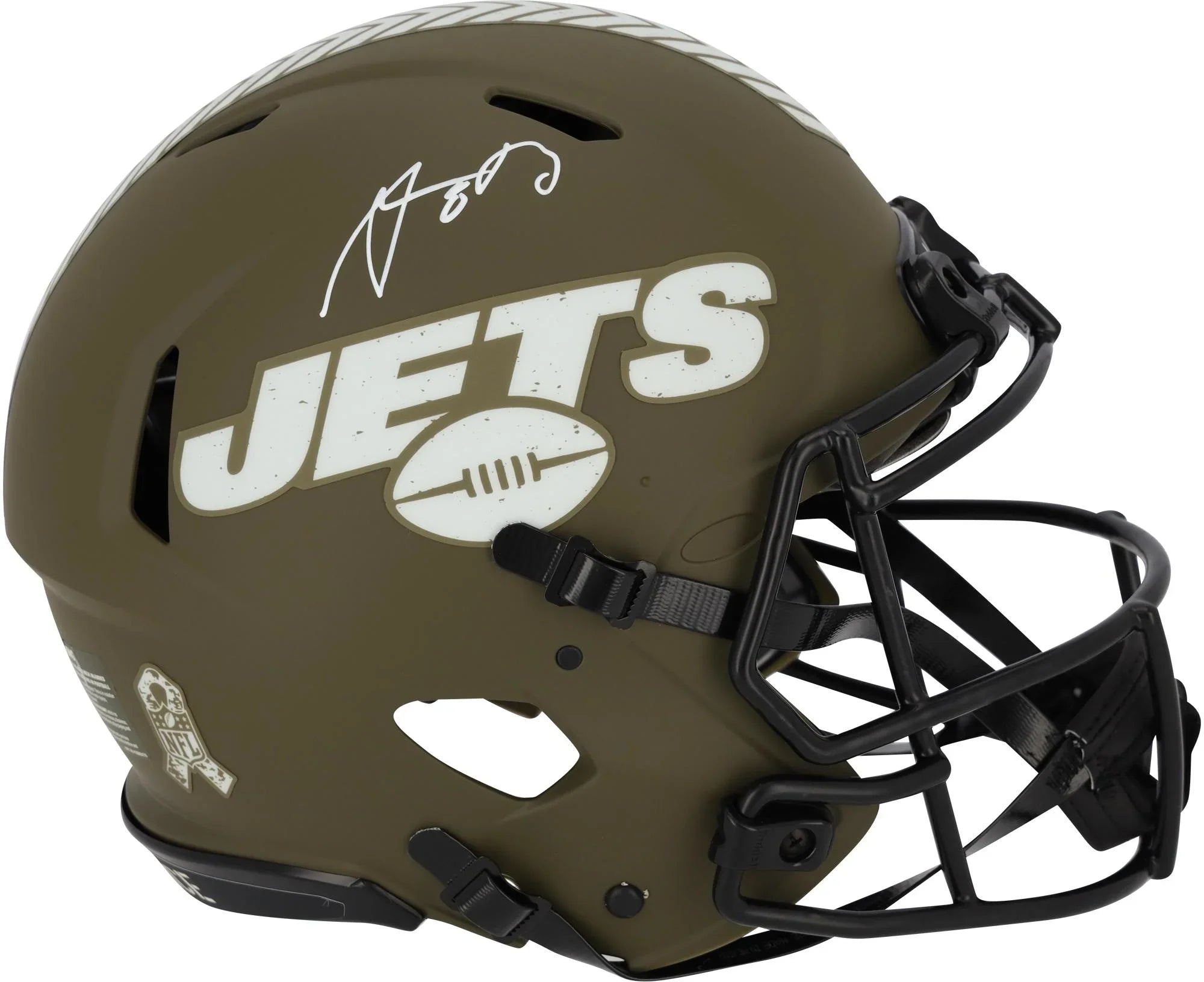 2022 Authentic Aaron Jets Riddell Helmet to York Salute - Speed Service Fanatics Autographed Authentic Certified New Rodgers