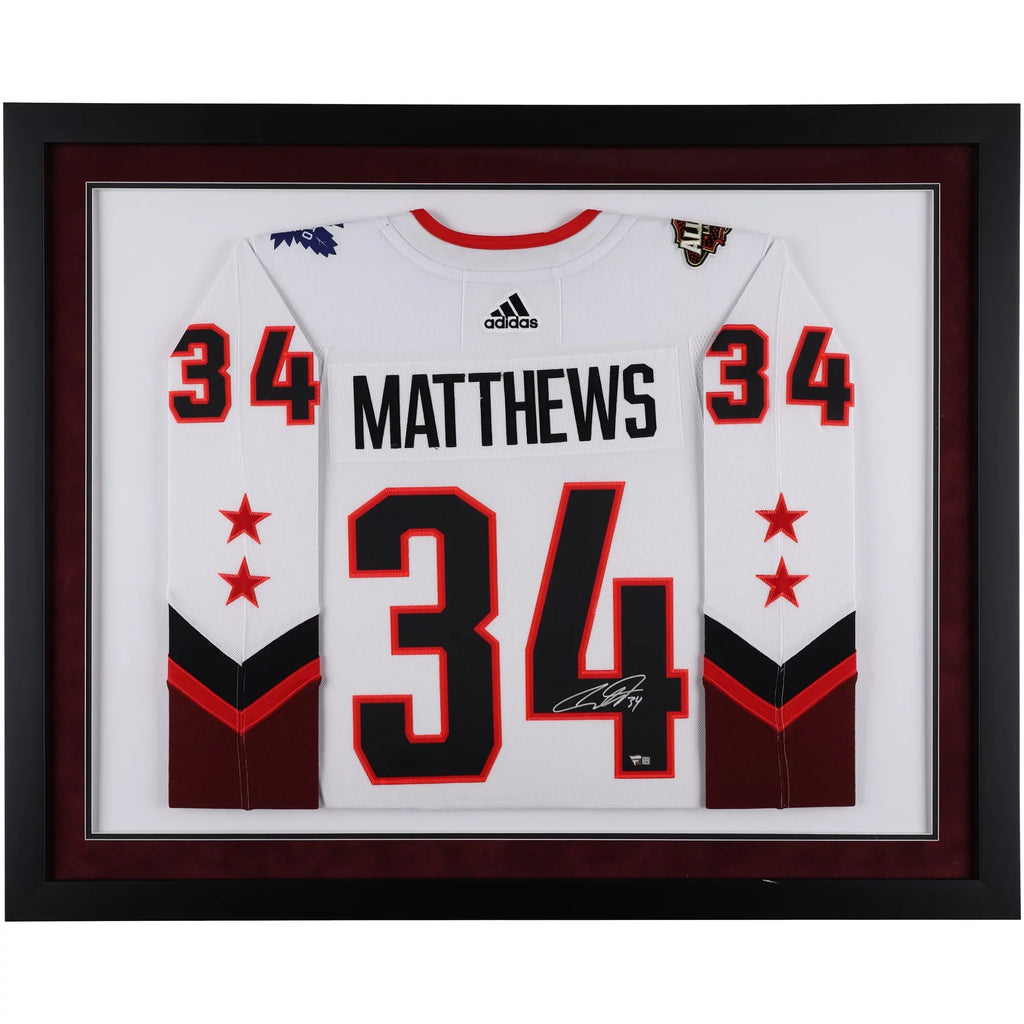 Adidas White Maple Deluxe NHL Game Toronto All-Star 2022 Jersey Leafs Autographed Framed Authentic Auston Matthews