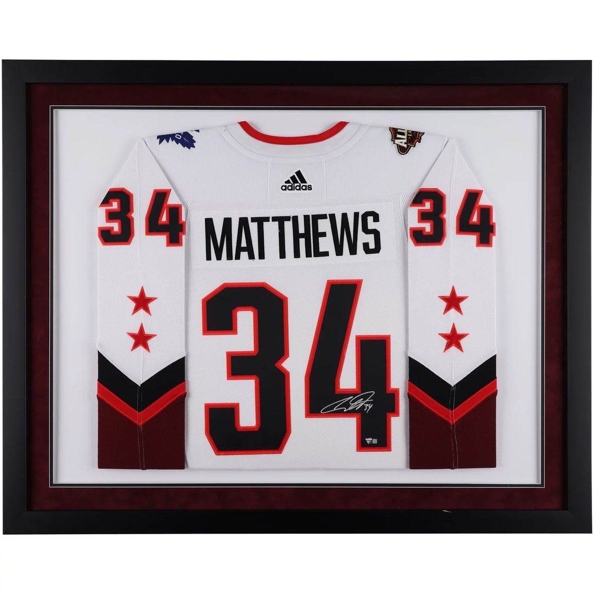Adidas White Maple Deluxe NHL Game Toronto All-Star 2022 Jersey Leafs Autographed Framed Authentic Auston Matthews
