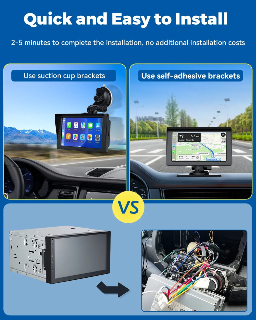 Portable Audio Camera,HD Airplay,Android Car Inch Video,Car GPS with Wireless Reverse Stereo Carplay,1080P Navigation Receivers Portable Auto,Bluetooth,FM, Siri 7 LAMTTO Apple with Car Touchscreen
