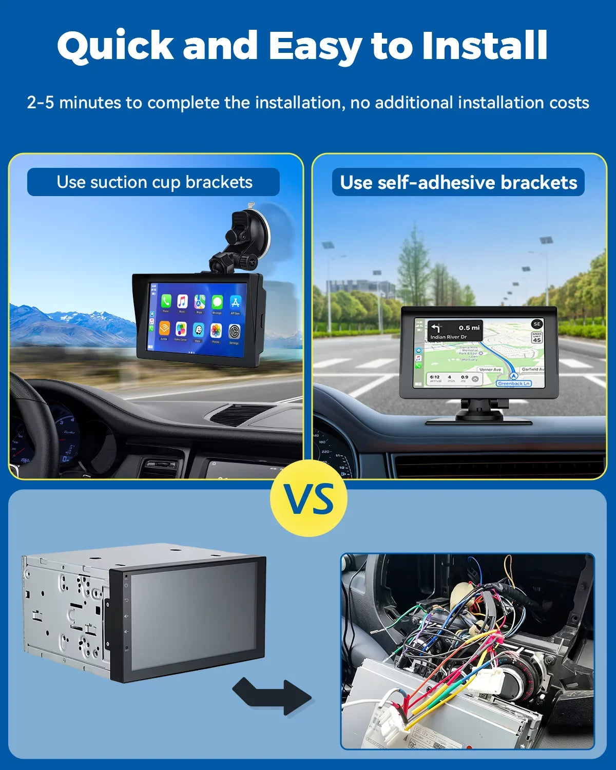 Portable Audio Camera,HD Airplay,Android Car Inch Video,Car GPS with Wireless Reverse Stereo Carplay,1080P Navigation Receivers Portable Auto,Bluetooth,FM, Siri 7 LAMTTO Apple with Car Touchscreen