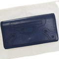 (Good) BALENCIAGA wallet Pre-Owned women's folio Balenciaga navy leather long