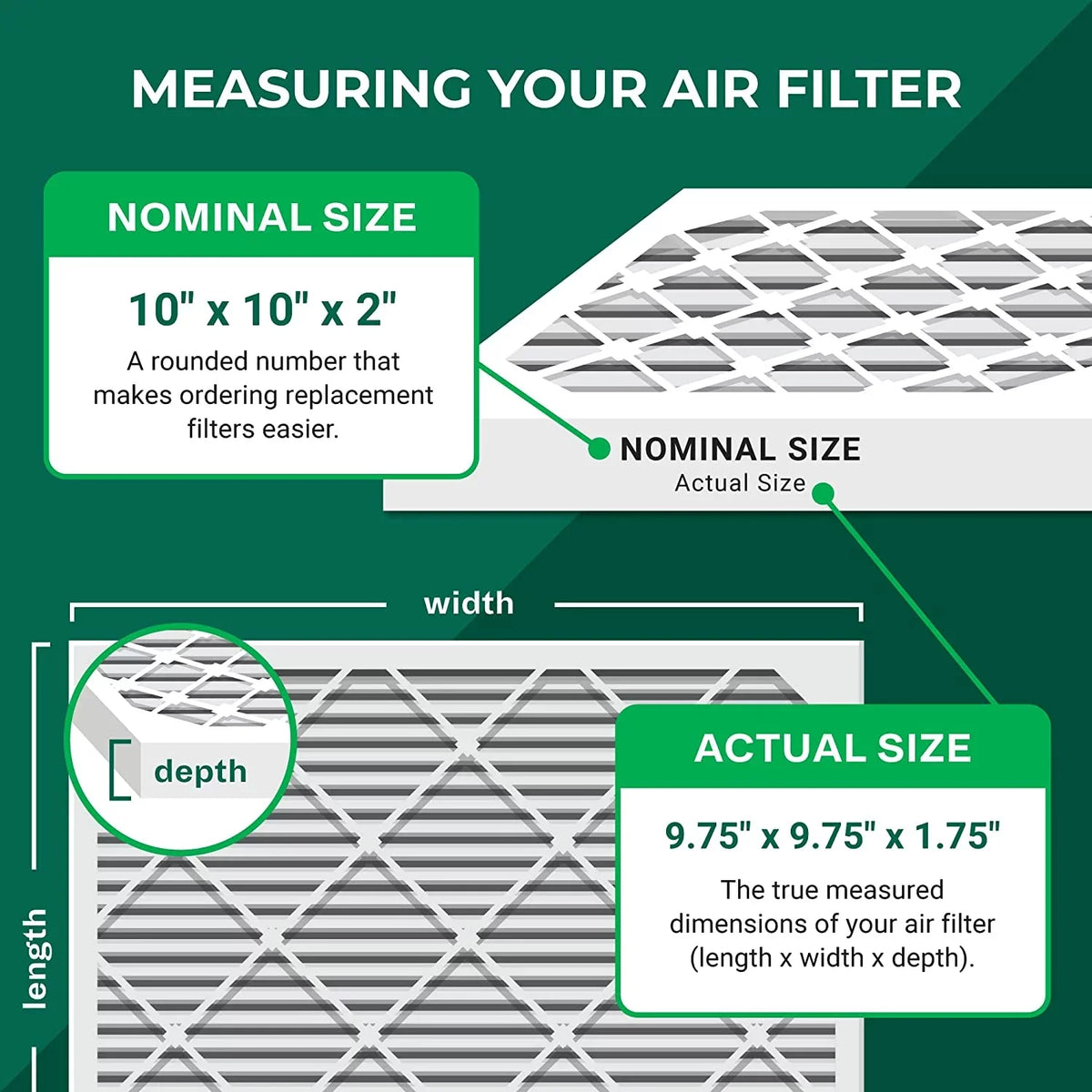 Air MERV Pleated AC 10x10x2 8 Filters (6-Pack) Filterbuy HVAC Furnace