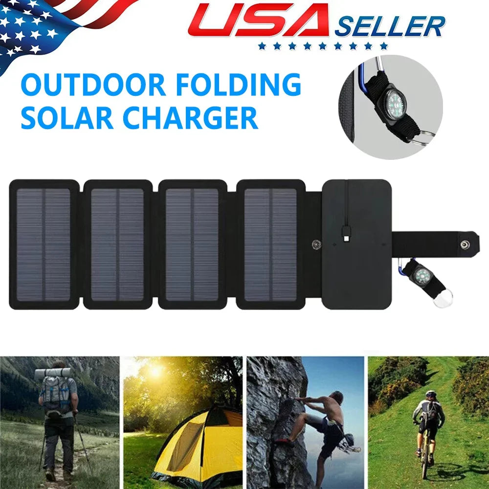Charger Android Bank Charger Portable Compatible Solar with 4-Panel 7.2W Power iPhone, Wireless Jahy2Tech Phone