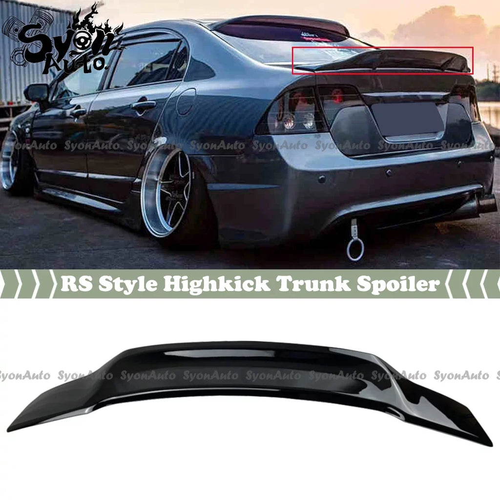 GLOSSY HONDA HIGHKICK TRUNK RS SEDAN FITS CIVIC BLACK 2006-2011 SPOILER STYLE WING