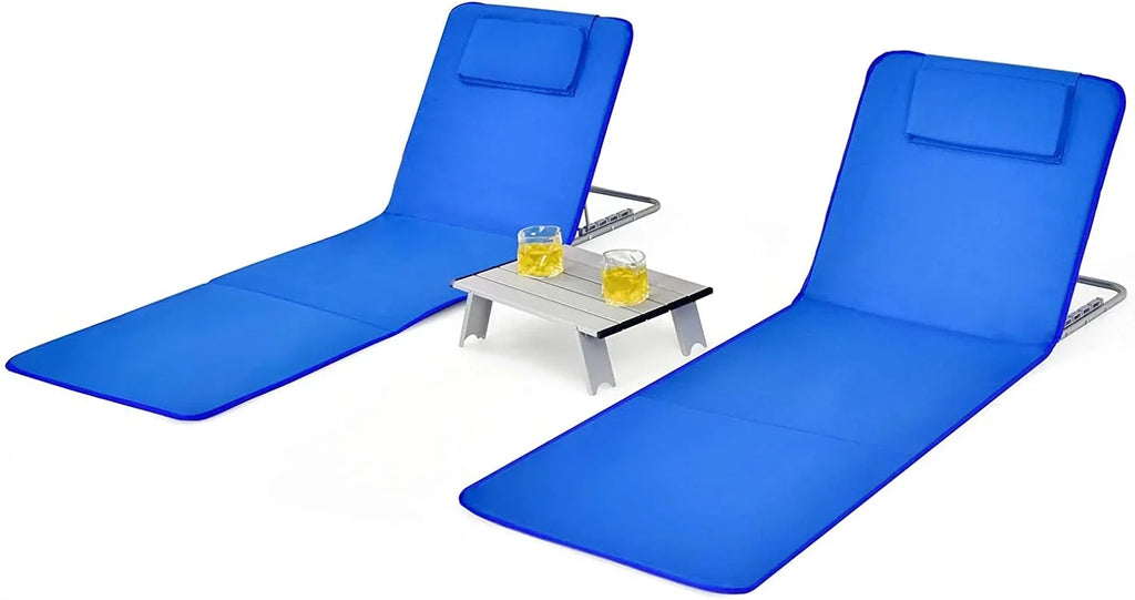 Lounge 5 Lawn Table, Beach Camping, Adjustable for Folding Side with 2-Pack Chair Chairs, Adults Set Position for Chairs Sunbathing,