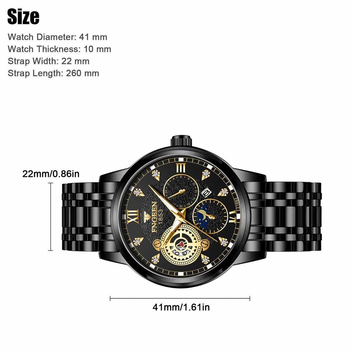Men's Watch Waterproof Stainless Luminous Luxury Wristwatch Quartz Classic Steel