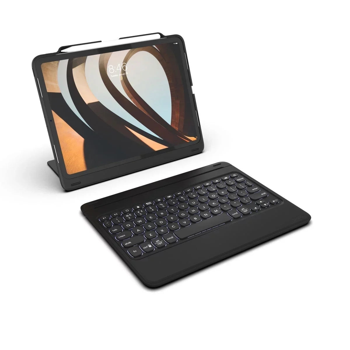 Case for Gen iPad Bluetooth ZAGG - Durable and 3 12.9" Keyboard and (2020) (2018) - Black Go Rugged - Pro 4 Gen Book