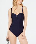 US One-Piece NAVY Medium DKNY Zip Swimsuit,
