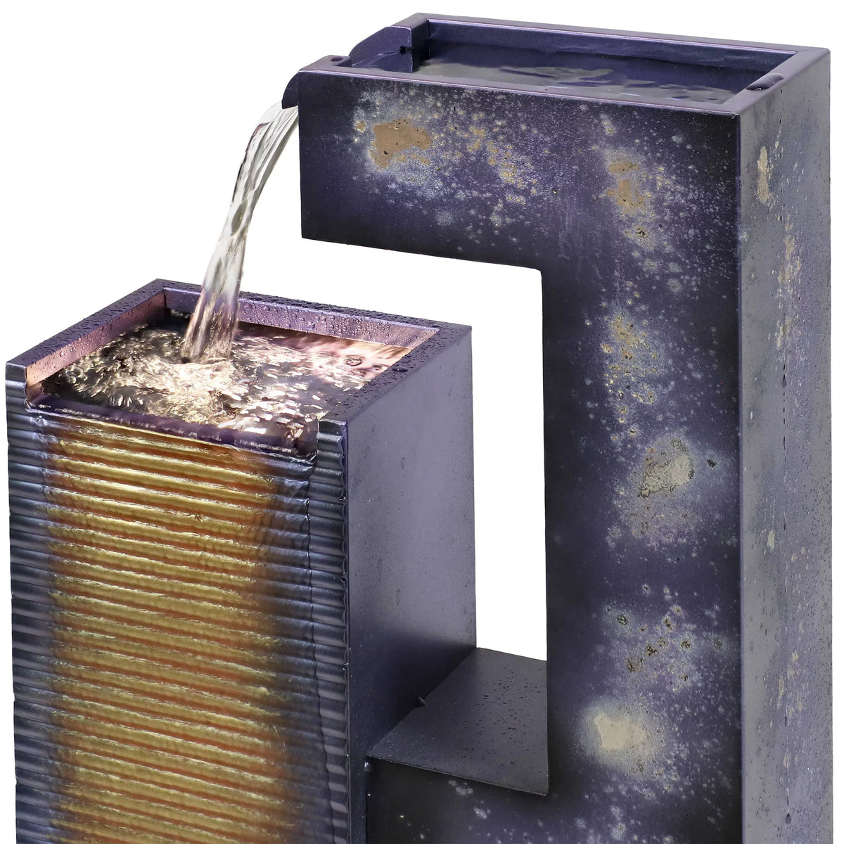 32" Tower Sunnydaze LED with Cascading Outdoor Fountain Metal Lights -
