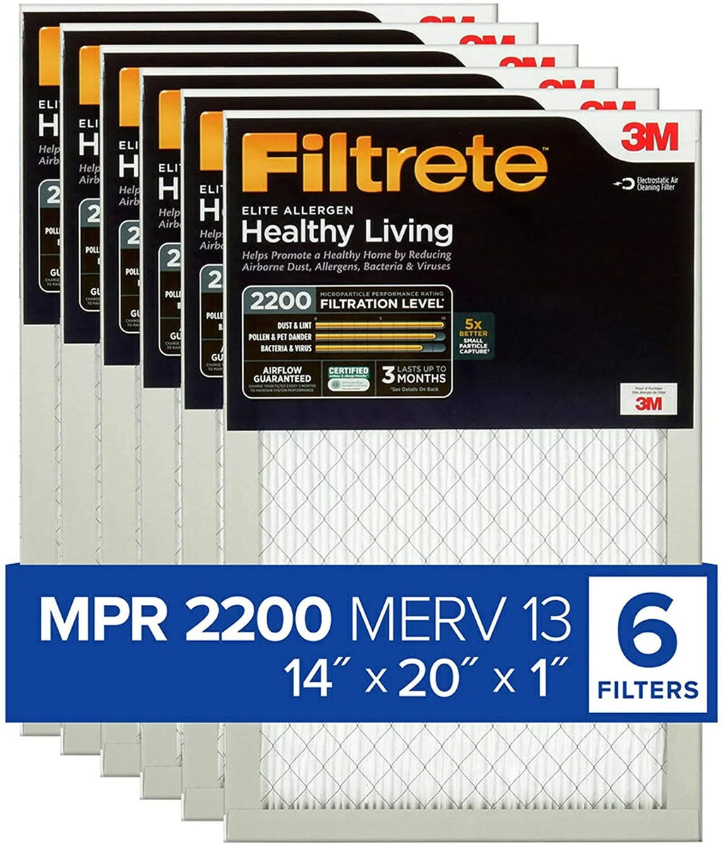 2200, Air 6-Pack Filtrete 14x20x1, dimensions x 0.78) (exact Filter, Elite MPR 19.81 Allergen, AC x Furnace 13.81 Healthy Living