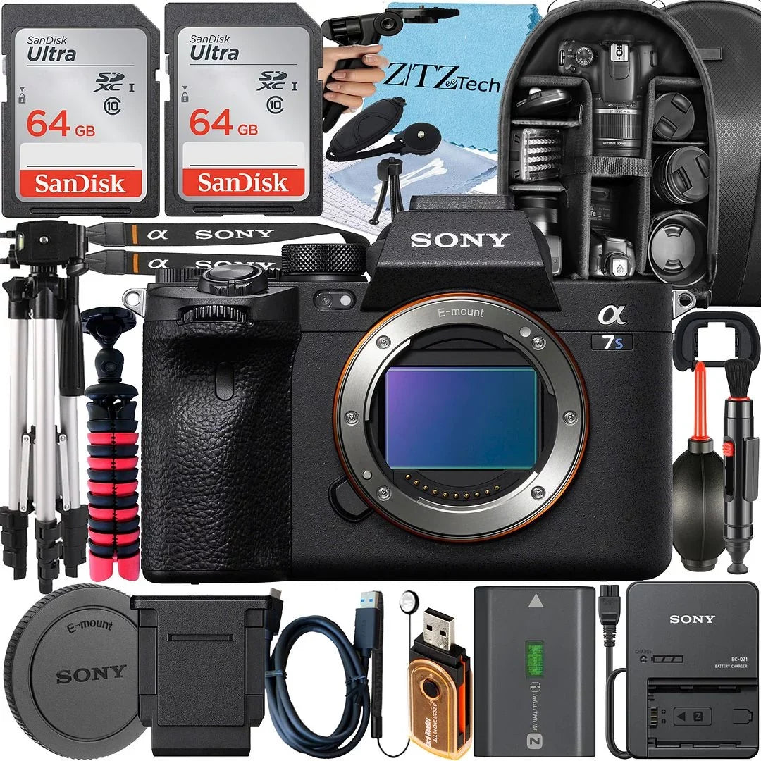 Bundle Camera Mirrorless Memory III a7S Backpack + Card 64GB + Tripod + 2 Sony ZeeTech Pack + Accessory