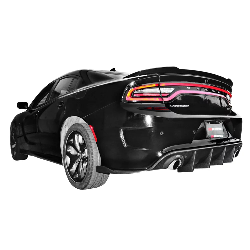 Style Charger Ikon Rear Fiber Motorsports Bumper Side Compatible Print with Lip Apron Carbon V2 15-23 Dodge