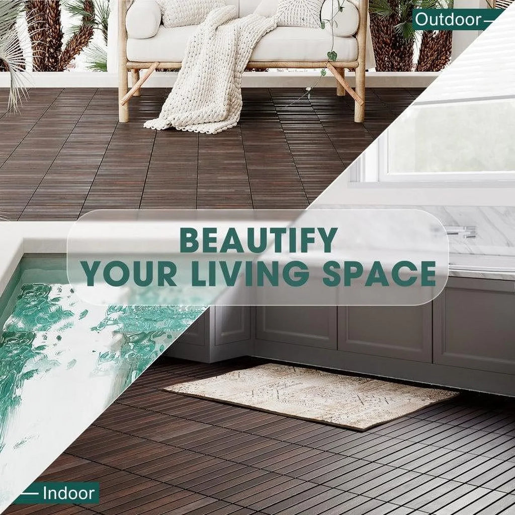 Dark 6 Slats, Idzo Tiles - Brown Decking