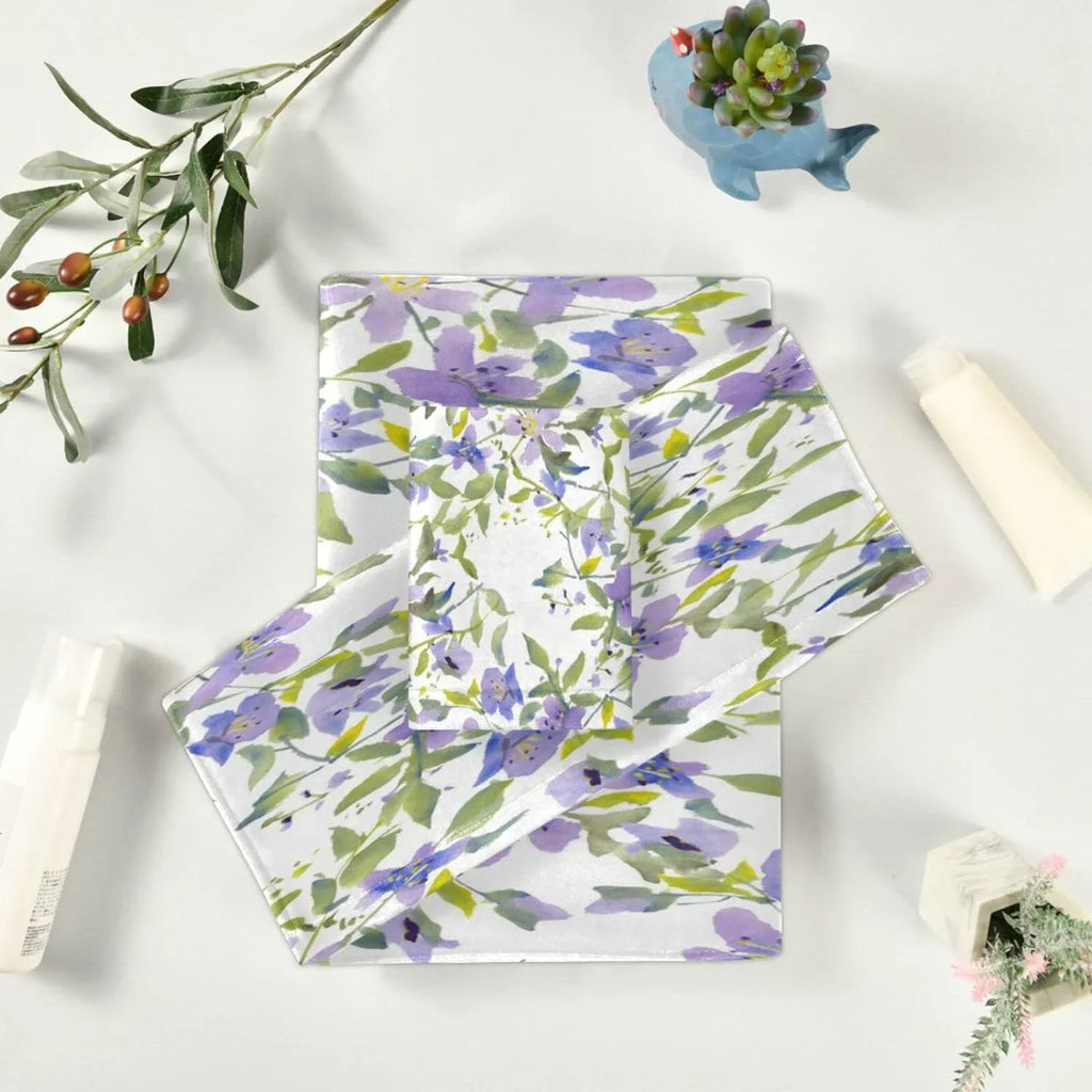 Towels Quick Towel Spa Set 1 & of Towels, Washcloth) Highly Towel, Bathroom Flowers Purple Hand Bathroom 3, Set Bath Towels Soft Beach Dry Wellsay for Absorbent 1 (1 Set Bath