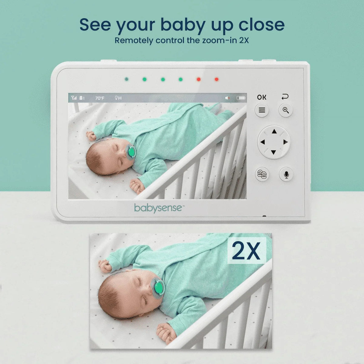 Two-Way Vision, Video Light Babysense with Screen Monitor, 4.3" Split Display Talk, & 2 PTZ Cameras, Long Range, Night V43 Baby