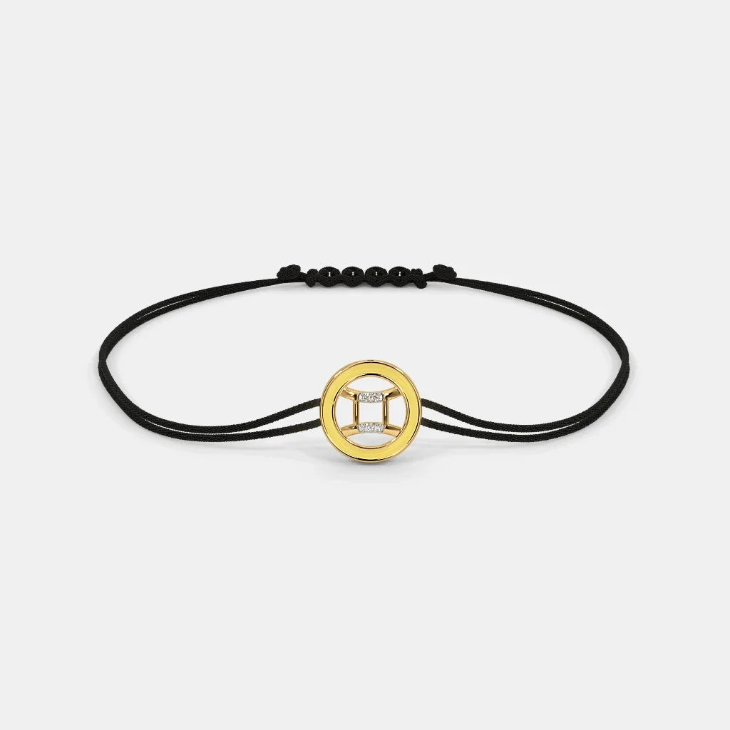 Gemini Yellow SILBERO Elegance 18Kt Cord INDIA Adjustable in Enid Gold - Bracelet The